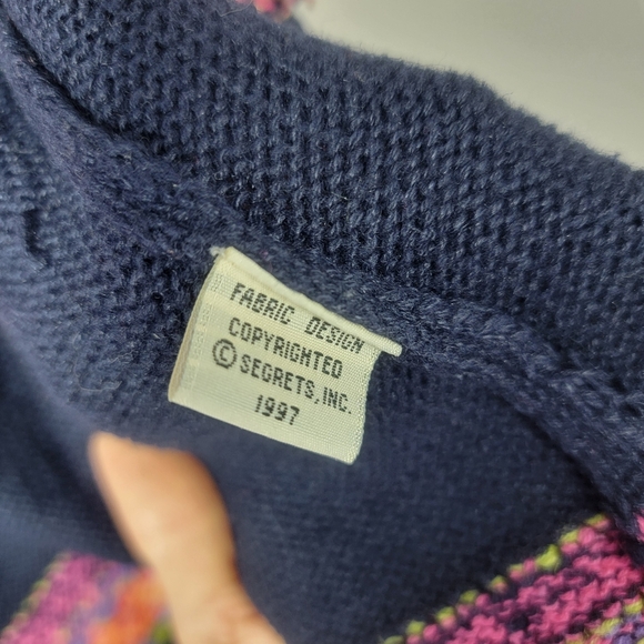 Vtg Sigrid Olsen Sport Abstract Patchwork Sweater Boho Cottage Floral Zip VestG - Picture 11 of 13